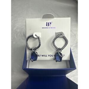 ER4939 Echo of the Depths NP Earrings Tanzanite CZ with hematite plating